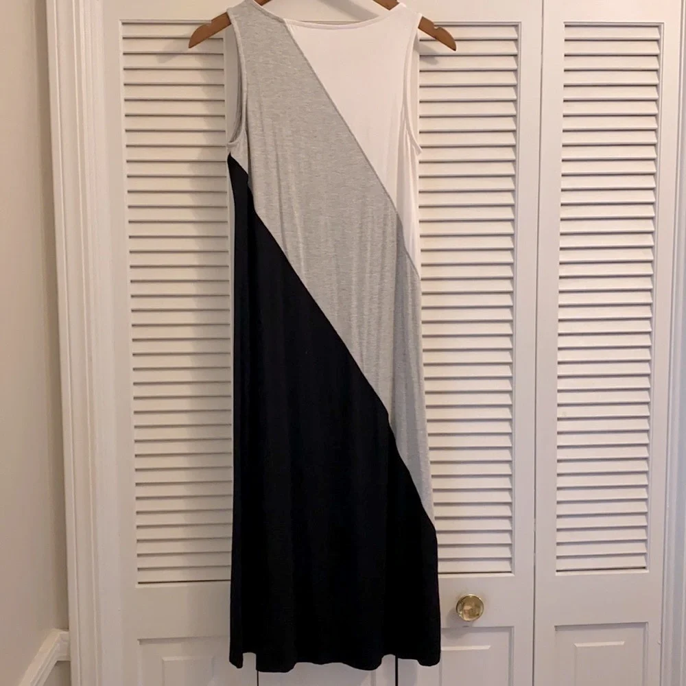 Athleta | Rayon Stretch Diagonal Colorblock Sleeveless Midi Dress (XS) - Picture 10 of 14